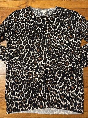 J. Crew Leopard-Print Crewneck Sweater in Brown, Black & White